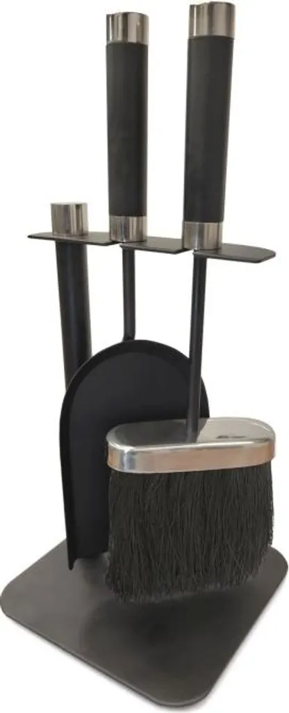 Set Camino Casaya 3 Pezzi Acciaio Nero Cromo 948049 Accessori Focolare