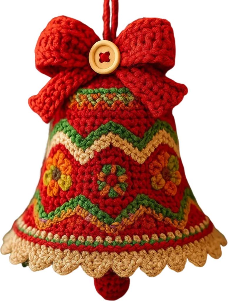 1/5 Stück handgemachte Weihnachtsglocke Ornament DIY gestrickte Weihnachtsmannglocke häkeln festliche Dekoration Home saisonale Dekoration