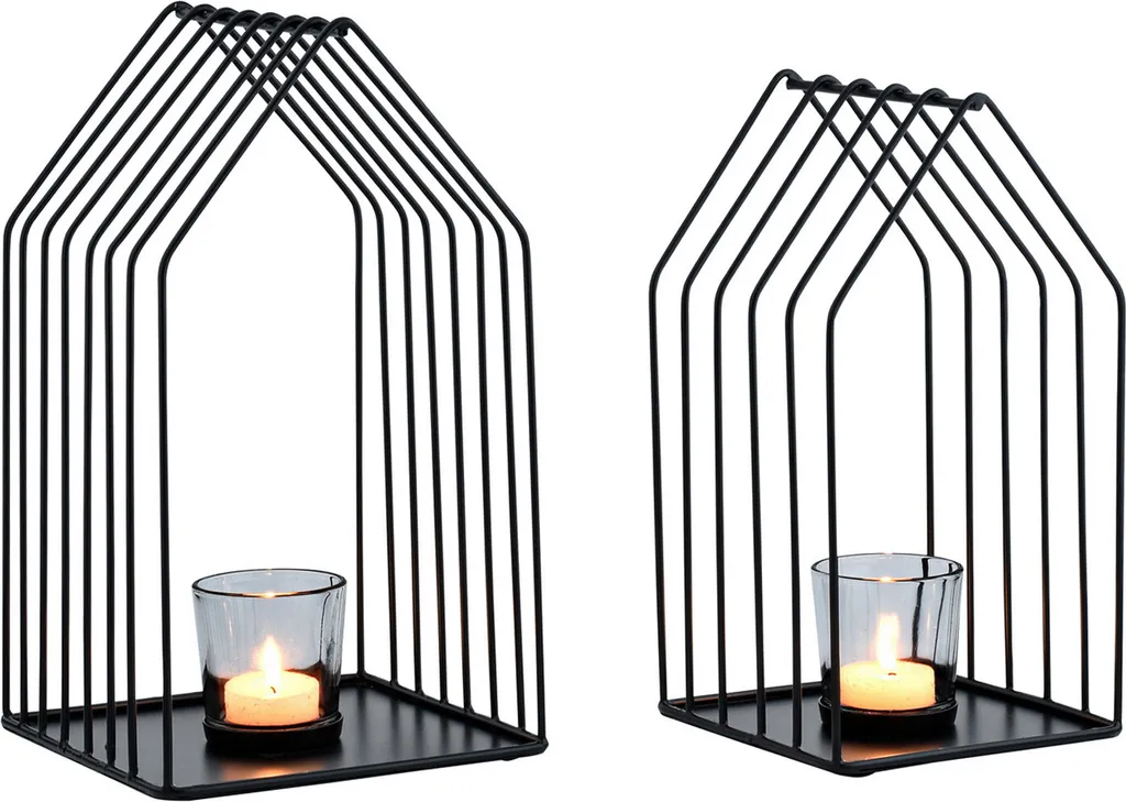 Bougeoir Design Géométrique en Or Rose, Support Bougie Stylé - Set de 2