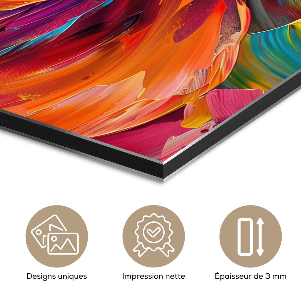 MuchoWow Wanddekoration Metall Metallbild Wandkunst 20x20 cm Blume - Lackierung - Modern - Abstrakt - Farben MuchoWow Aluminium Gemälde - Alu Dibo...