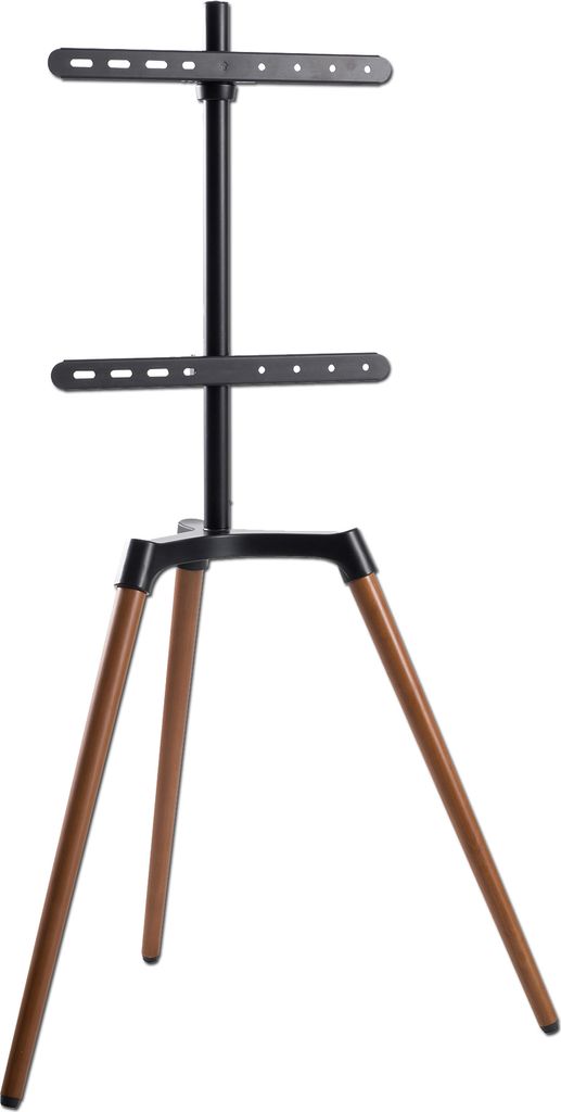 EasyLife - Design Staffelei, Tripod TV-Stativ - Halterung bis 65 Zoll & 35 kg (Schwarz/ Nussbaum)
