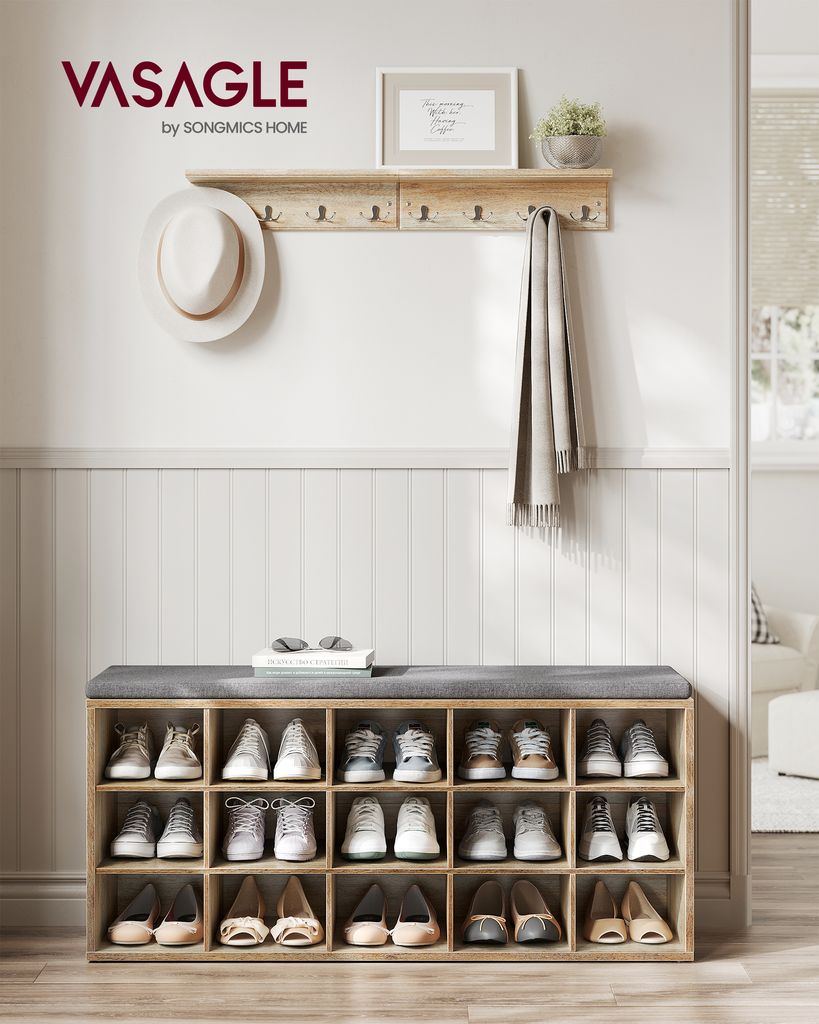VASAGLE Schuhbank, Sitzbank, Schuhregal, mit Kissen und 15 Produktbild 