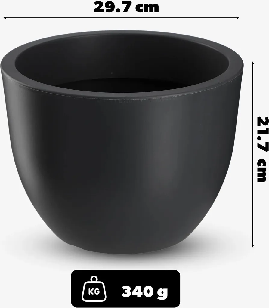 Aménagez votre balcon avec ce pot de fleurs 30 cm anthracite mat robuste