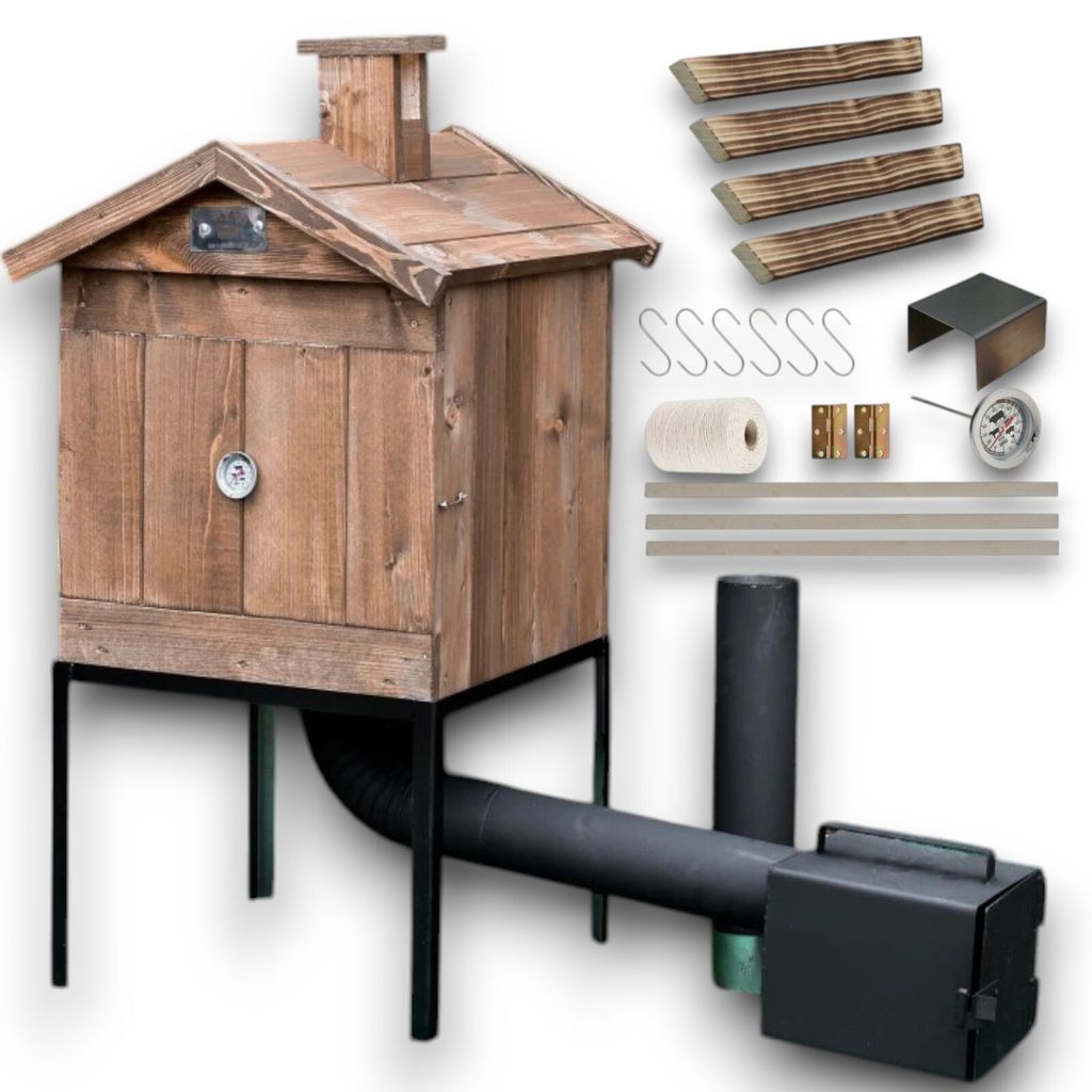 Räucherkammer Räucherei Holz 50x50x50 cm Imprägniert Räucherofen Räucherschrank Garten Holzräucherei Fuerkammer Smoker Garten aus Holz mit T...