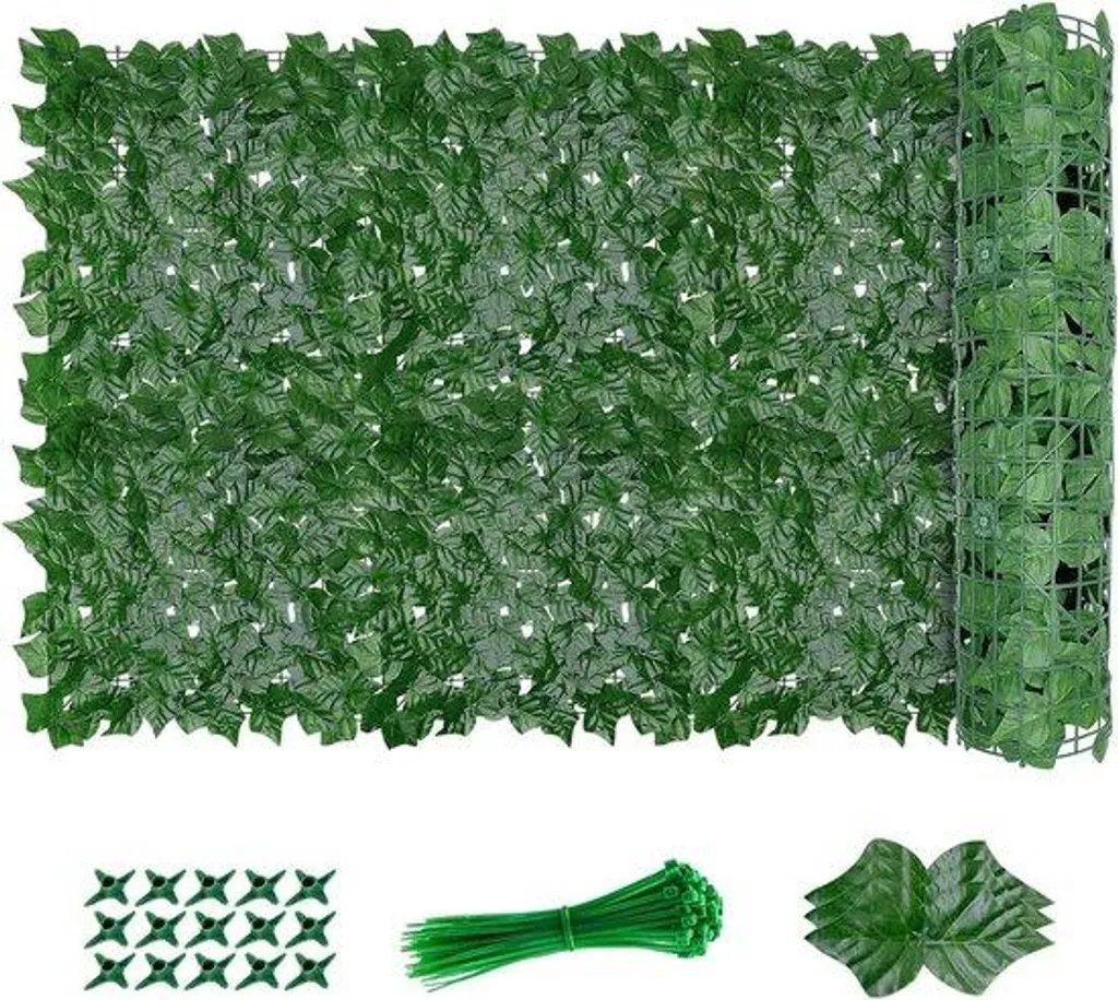 Brise-vue décoration lierre 3x1m pour intimité balcon et jardin vert