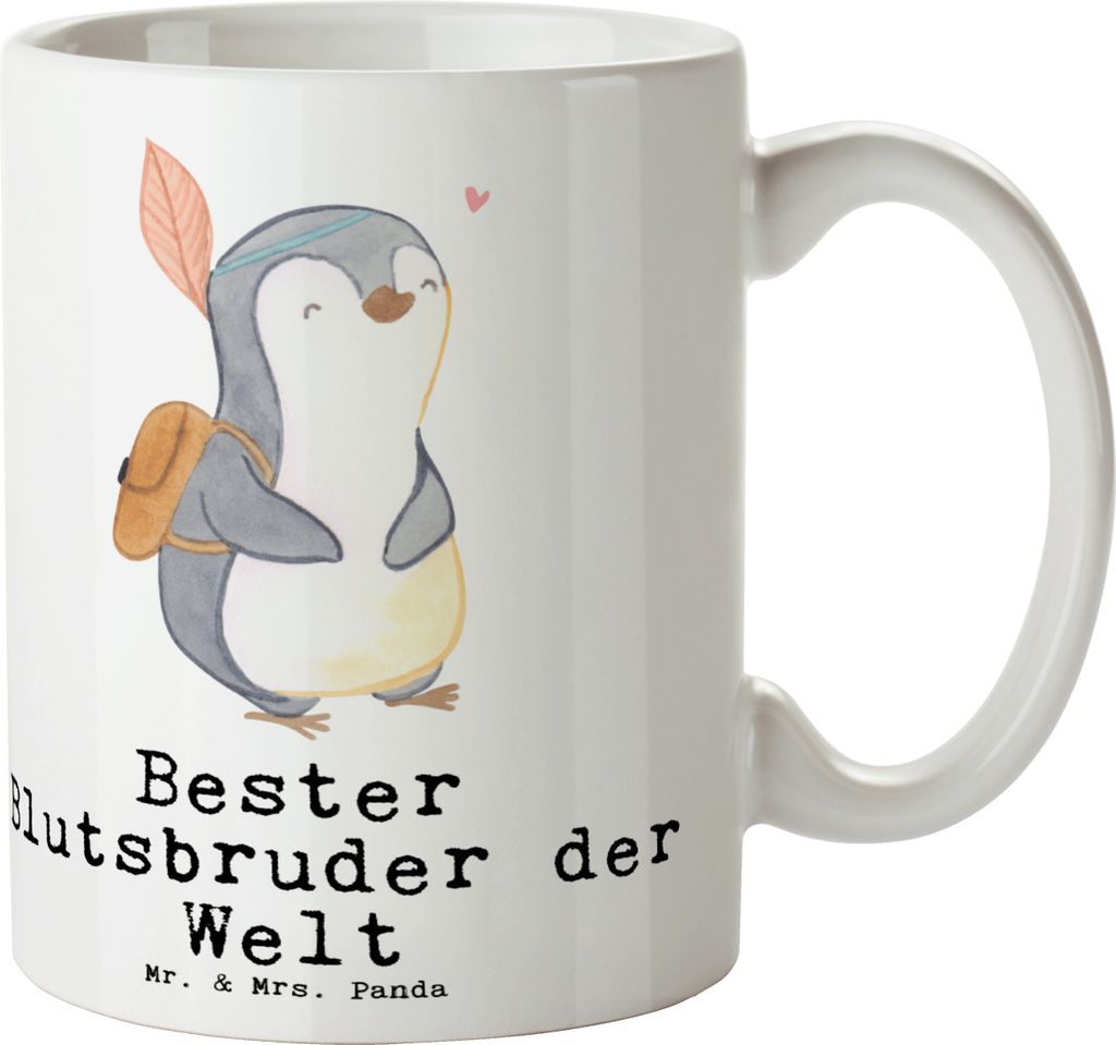Mr. & Mrs. Panda Kaffeetasse Pinguin Bester Blutsbruder der Welt - Weiß - Geschenk, Geschenkidee, Tasse, Kaffeebecher, Brother, Sido, Blutsgeschwi...