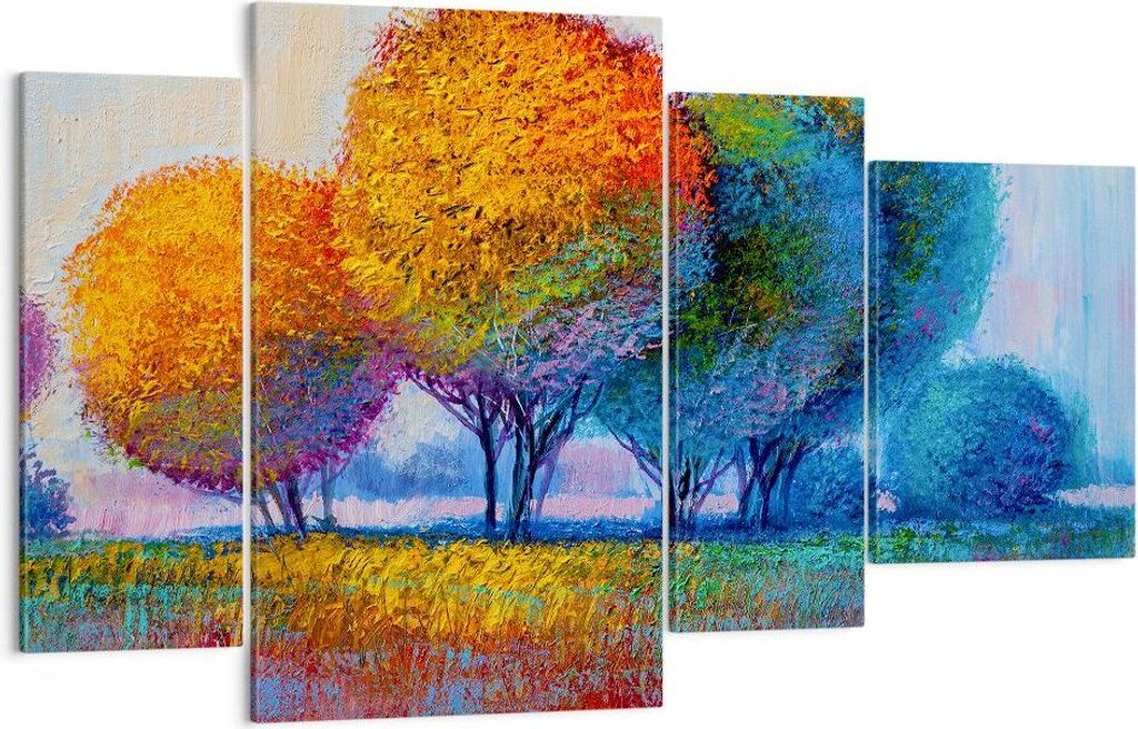 Bild auf Leinwand - Leinwandbild - Bäume Wiese Sommer - 120x70cm - Wand Bild - Wanddeko - Leinwanddruck - Bilder - Kunstdruck - Wanddekoration - L...