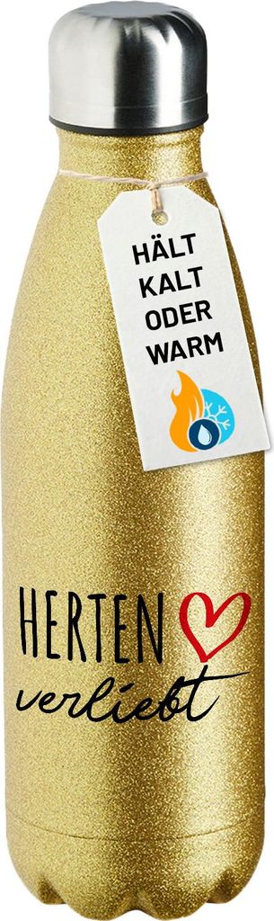 Huuraa Trinkflasche Herten verliebt 500ml Gold Edelstahl Wasserflasche Trinkflasche Geschenkidee