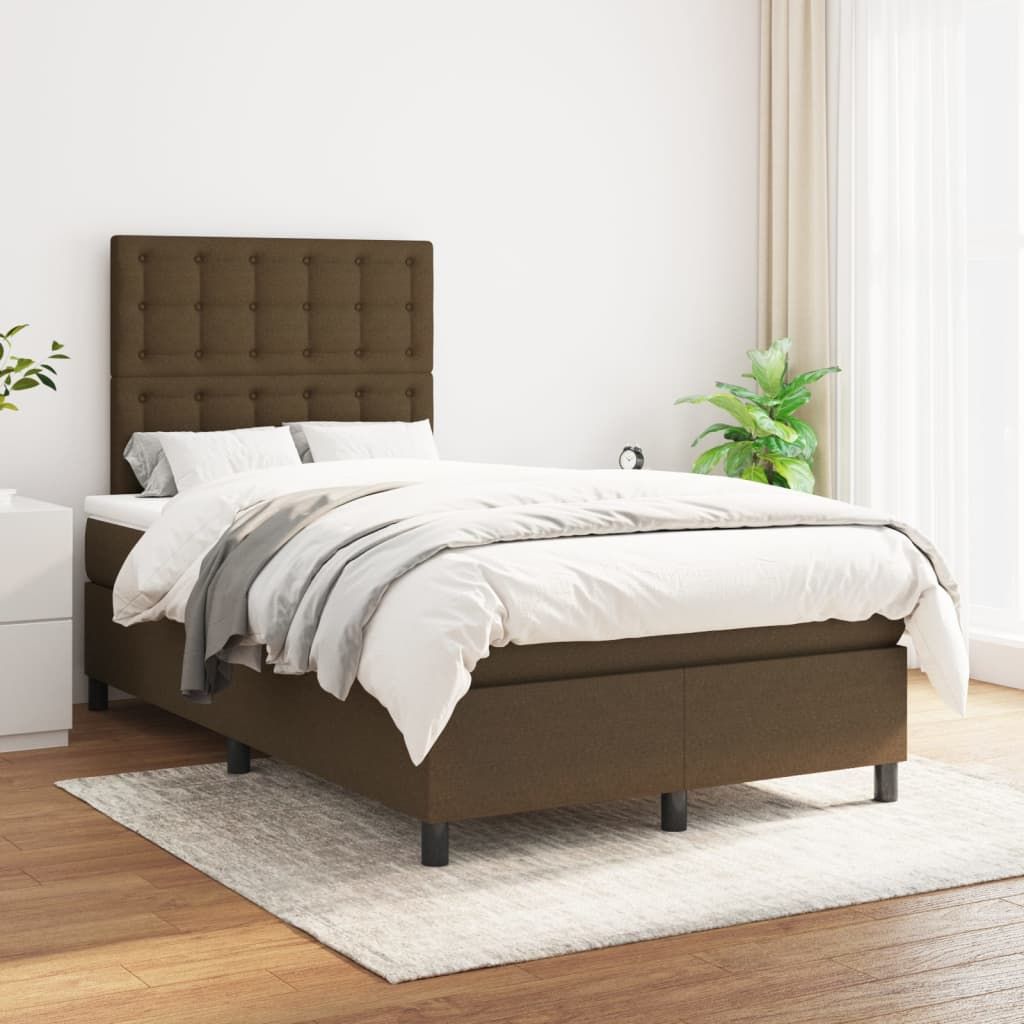 The Living Store Boxspringbett mit Matratze Dunkelbraun 120x200 cm Stoff