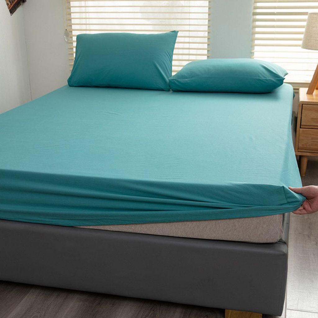 Spannbettlaken Spannbetttuch 100% Baumwolle Bettlaken,150x200cm,Keine Kissenbezüge, Fit Matratze bis 25cm (See blau)