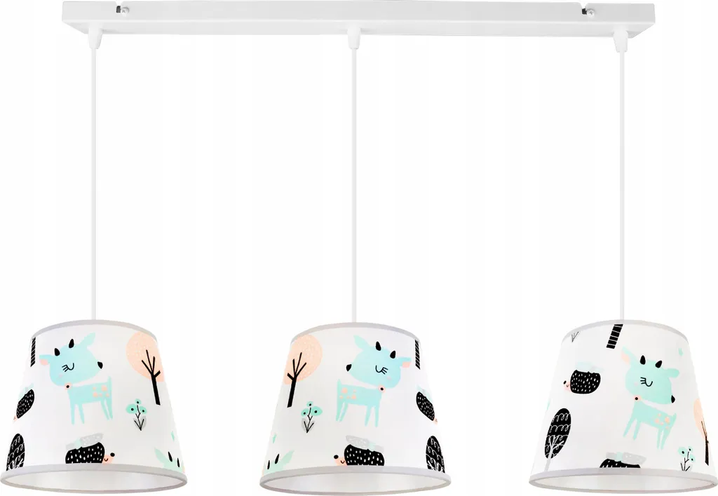 Lampada Bambi Cameretta - Sospensione Metallo Azzurro Arancione 3 Luci