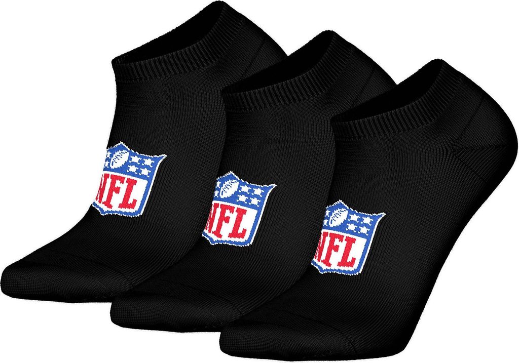 NFL Uni Sneaker-Socken, 3er Pack - NFL Shield 3Pack Sneaker Socks, Logo, Baumwollmischung Schwarz 39-42