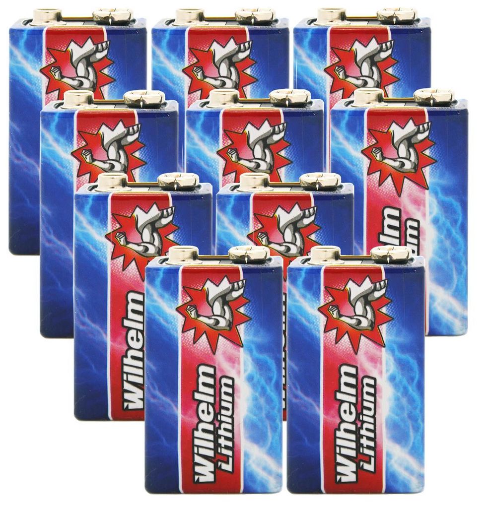 10 x Wilhelm Lithium 9V Block Batterie Rauchmelder 6LR61 9 Produktbild 