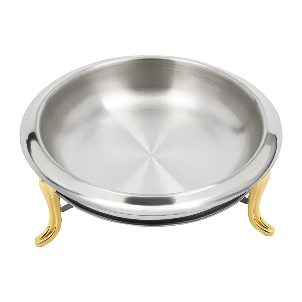 Chauffe-plat pour réception et dîner, chauffe-plat rond doré chic - 4