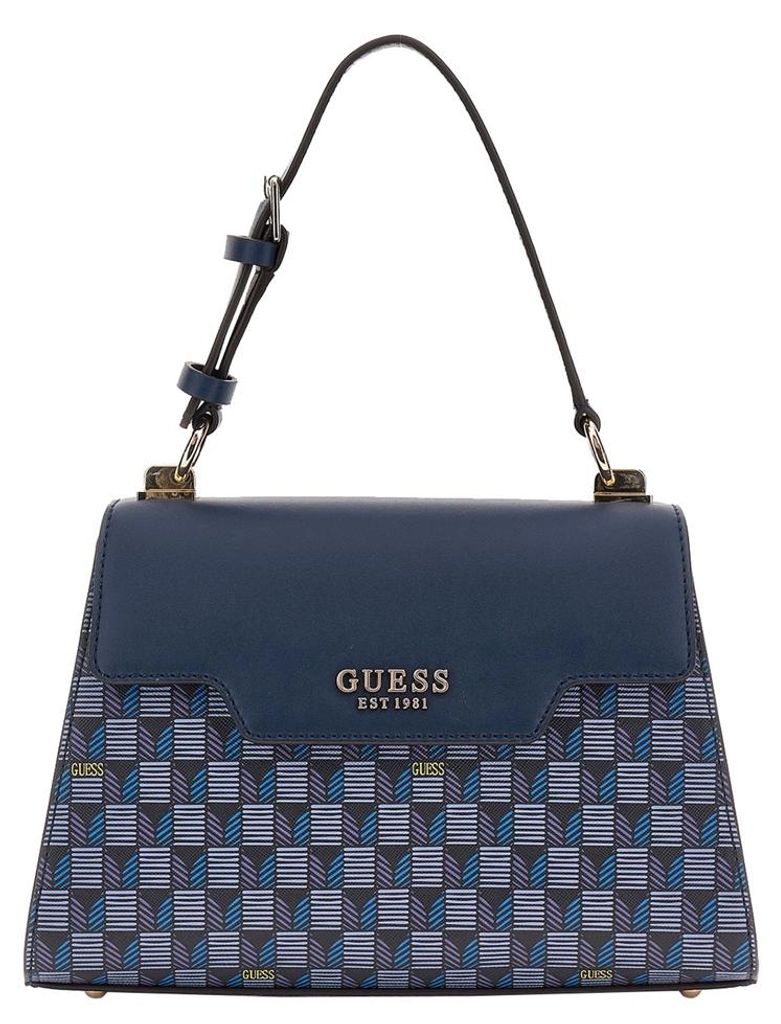 Guess Damen Handtasche Hallie Geometric Print Blau Produktbild 