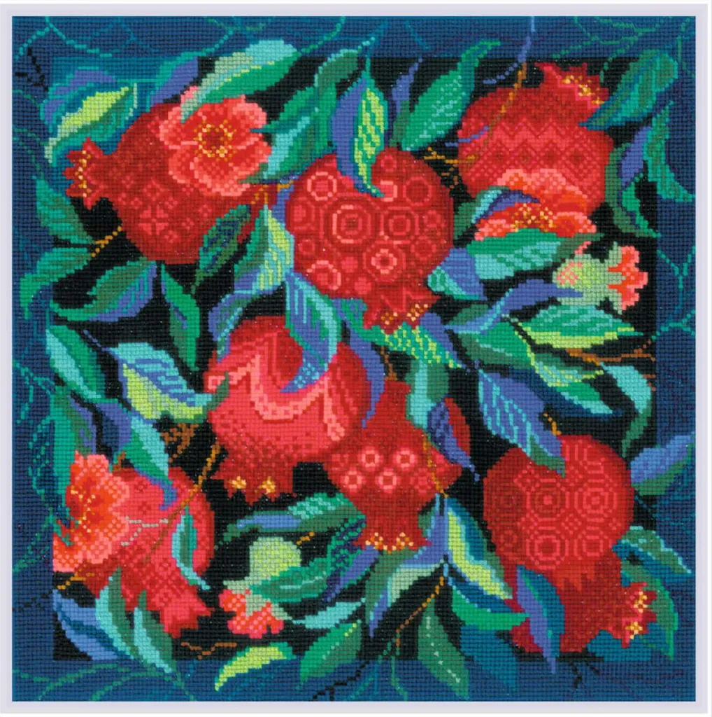 Broderie Décorative Panneau Grenadier 40cm pour Coussin ou Tableau
