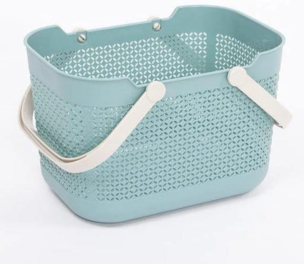 Panier de jardin bleu avec poignées ergonomiques pour récolte potagère