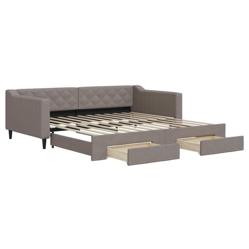 vidaXL Rozkładane łóżko dzienne z szufladami Taupe 100x200 Zdjęcie produktu 