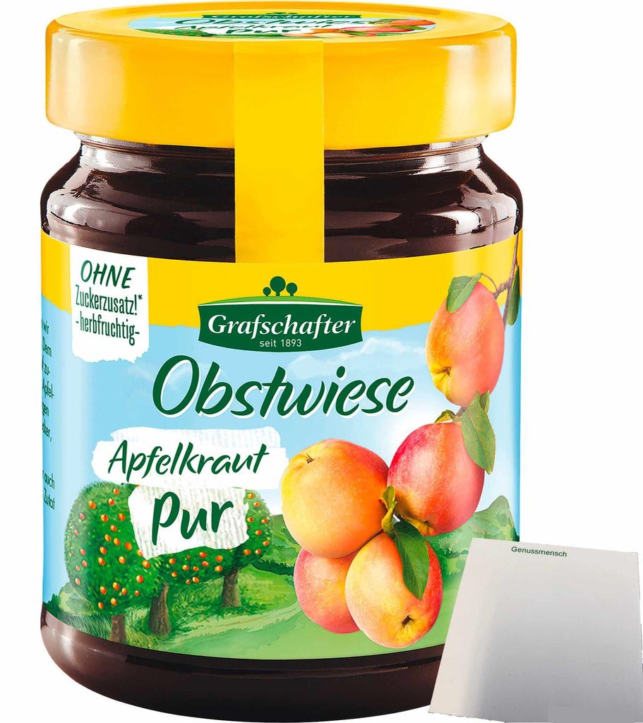 Grafschafter Obstwiese Konfitüre Apfelkraut Pur (320g Glas) + usy Block
