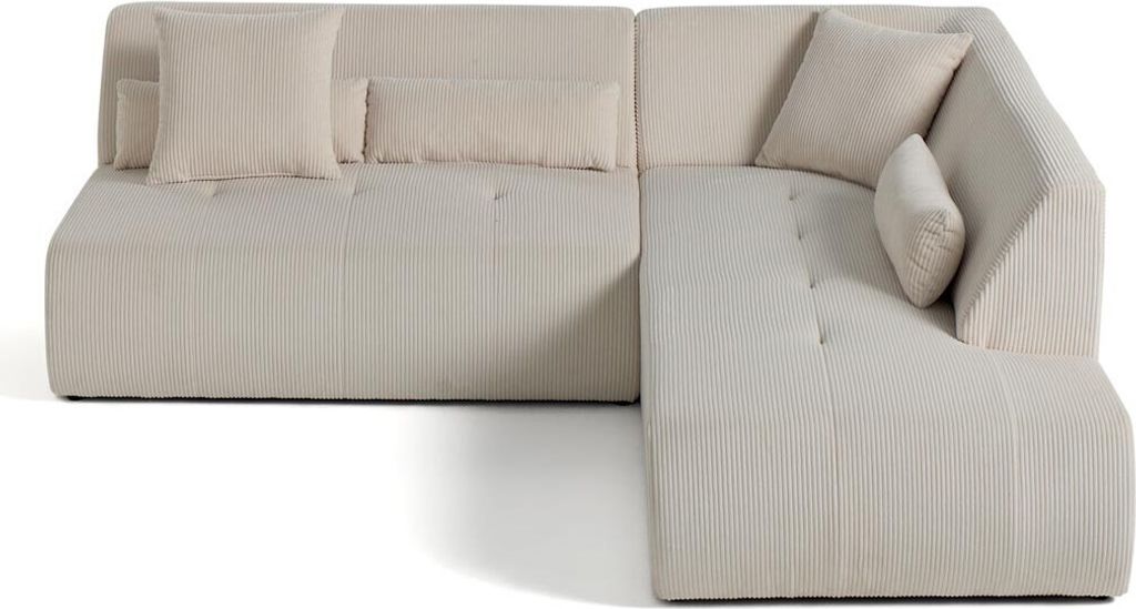 Lisa Design Onyx - 5-Sitzer Modulares Ecksofa rechts - Cord , Beige