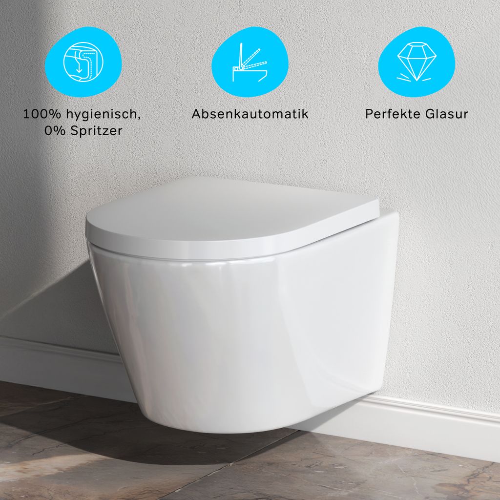 AM.PM Design Hänge-WC spülrandlos Toilette inkl. WC Sitz Produktbild 