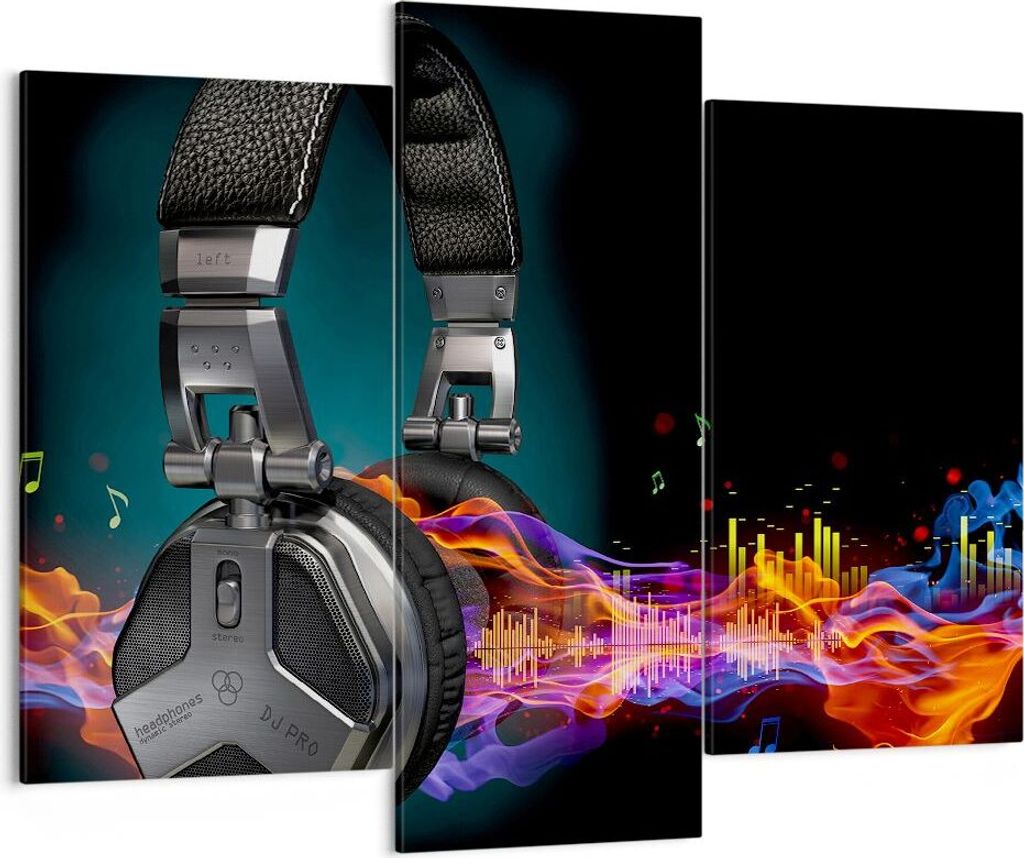 Bild auf Leinwand - Leinwandbild - Feuer Audio Kopfhörer - 130x100cm - Wand Bild - Wanddeko - Leinwanddruck - Bilder - Kunstdruck - Wanddekoration...