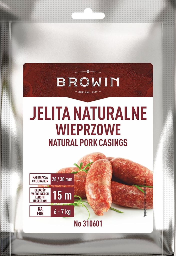 A package of natural pork casings for sausages.