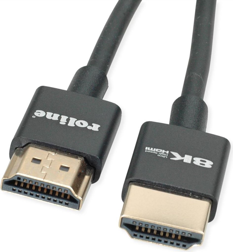 ROLINE 8K HDMI Ultra HD Kabel mit Ethernet, Slim, ST/ST, schwarz, 1,5 m