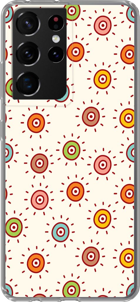 MuchoWow Handyhülle Schutzhülle Hülle für Telefoonhoesje Samsung Galaxy S21 Ultra Muster - Sonne - Punkte - Mädchen - Kinder - Kinder Siliko...