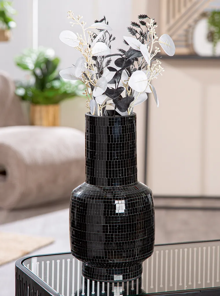 Vase soliflore moderne en céramique noire 30 cm Black Disco Gilde