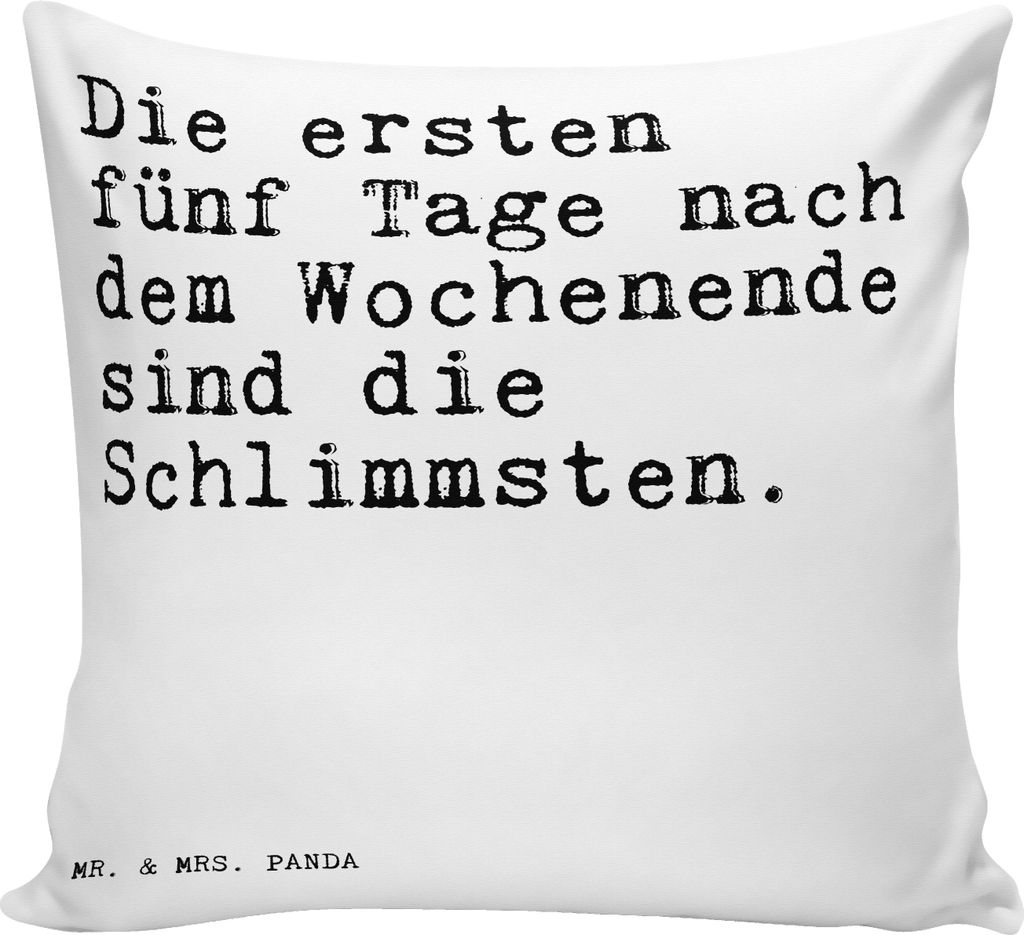 Mr. & Mrs. Panda Zierkissen Die ersten fünf Tage... - Weiß - Geschenk, Zitate, Kissen 40x40, Sofakissen, Kleines, Kuschelkissen, Dekokissen, für...