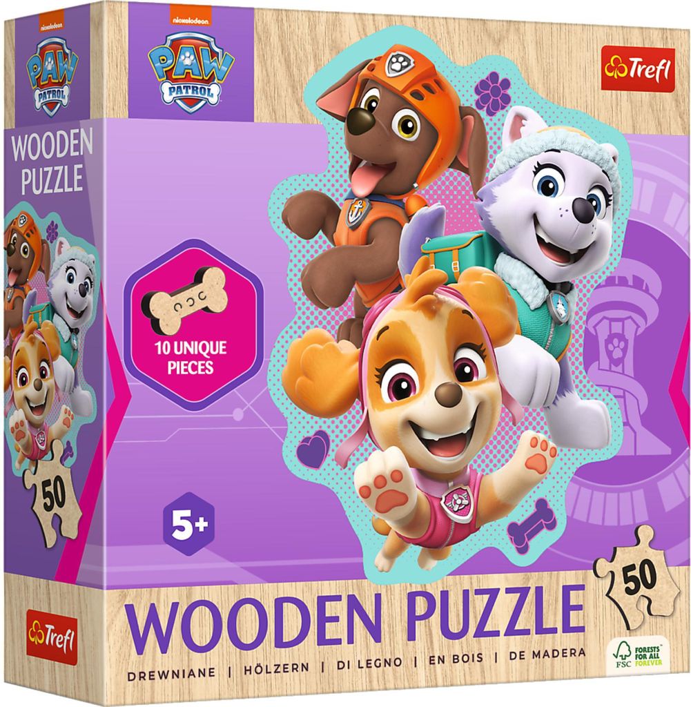 TREFL Holz-Konturpuzzle mit der Paw Patrol: Die lustige Puppe 50 Teile