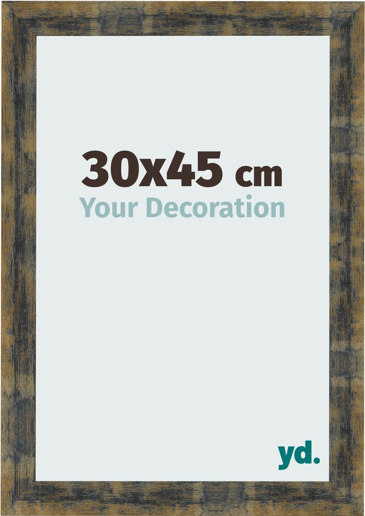 Bilderrahmen, 30x45 cm, Blau Gold Meliert, MDF, Pisa