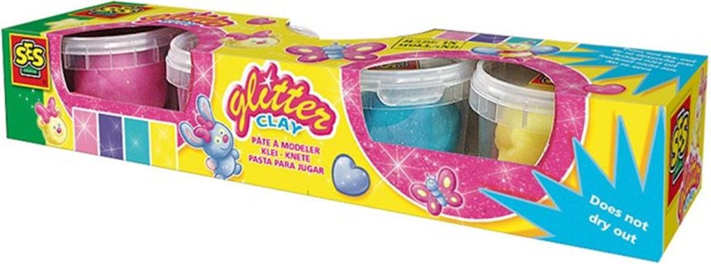 SES Creative 00466 Knete Glitzer Set – 4x90gr Funkelnde Produktbild 