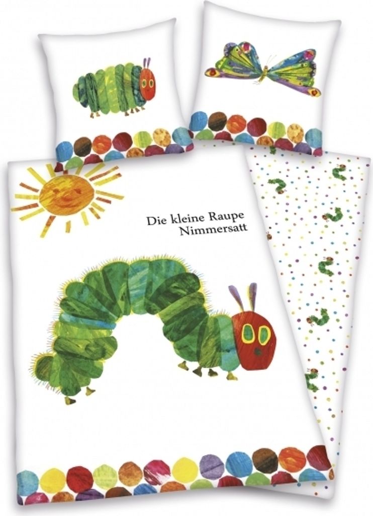 Die Kleine Raupe Nimmersatt - Bettwäsche 135x200 80x80 cm - Baumwolle