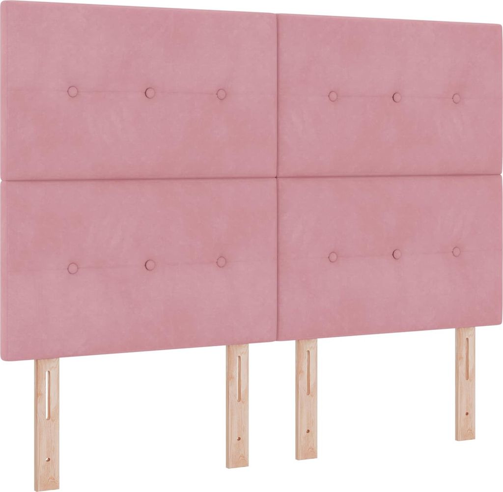 vidaXL LED Kopfteil mit LED-Lichtleisten Rosa 160 cm Samt