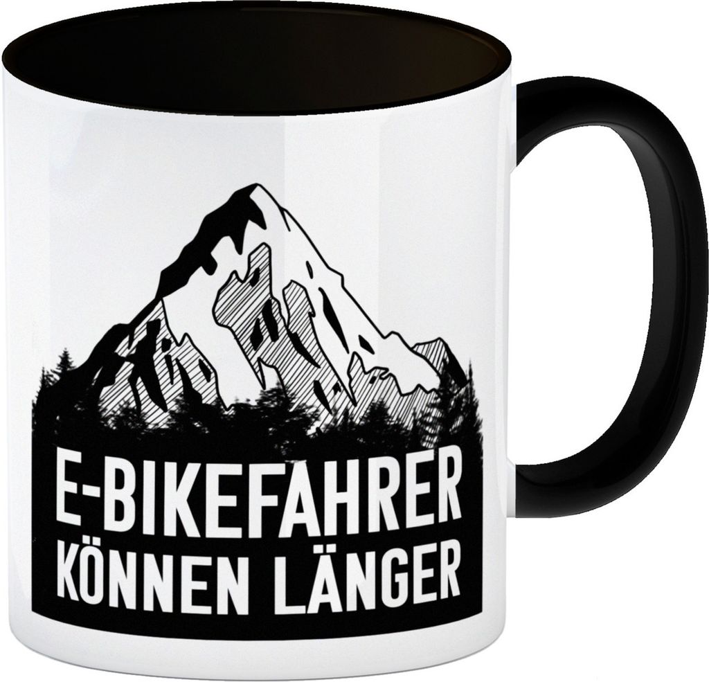 E-Bikefahrer können länger Kaffeebecher Schwarz