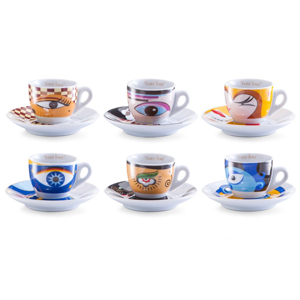 Zeller Espresso-Set, 12-tlg. "Magic Eyes", Porzellan