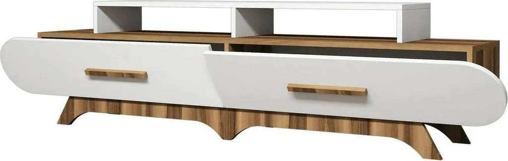 Banc TV Design en Noyer Brun Massima 205 cm pour Grand Salon Moderne