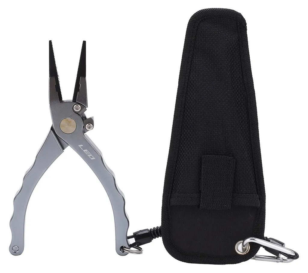 Pince à pêche grande taille inox avec coupe-ligne et cordon de sécurité
