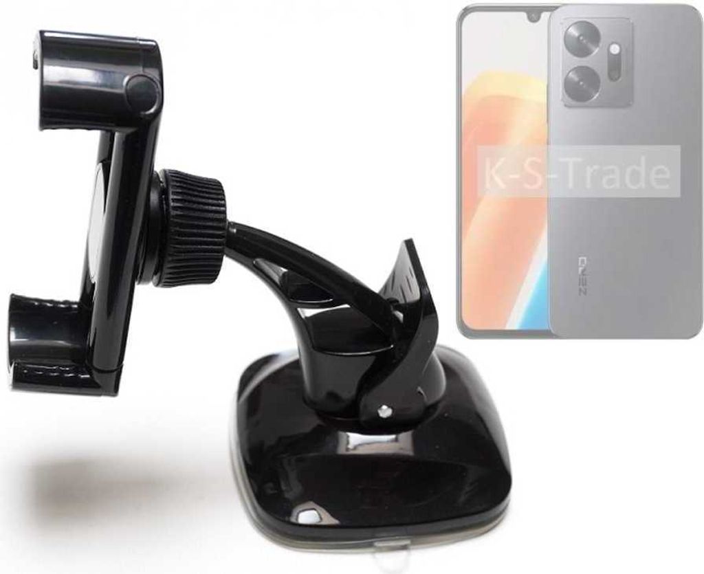 K-S-Trade kompakte Handy-Halterung Windschutzscheibe kompatibel mit Infinix Zero 20 Armaturenbrett schwarz Autohalterung KFZ Halter Scheiben-Halterung