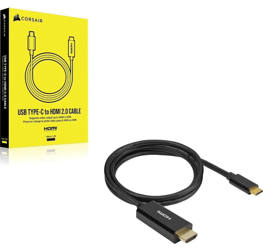 Corsair CU-9000004-WW Adaptateur Câble Vidéo USB Type-C vers HDMI 1m Noir