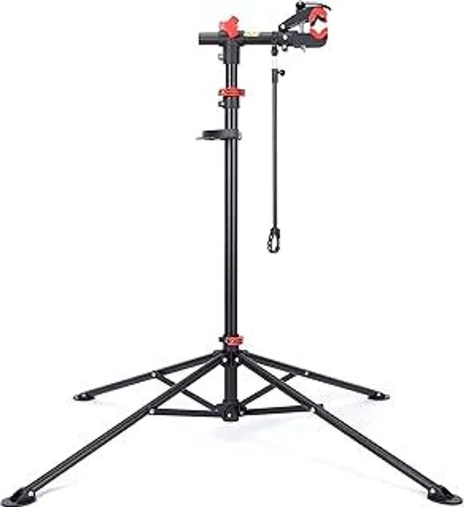 CXWXC Cavalletto per biciclette - Cavalletto professionale per riparazioni con vaschetta porta attrezzi e scomparto magnetico, girevole e ribaltabile, carico massimo 30 kg