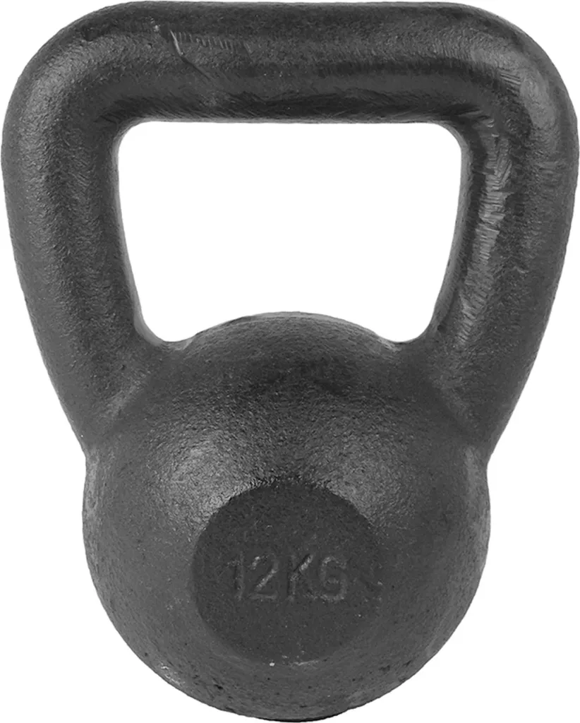 Kettlebell Tunturi 12kg Noir en Fonte avec Poignée Ergonomique Large