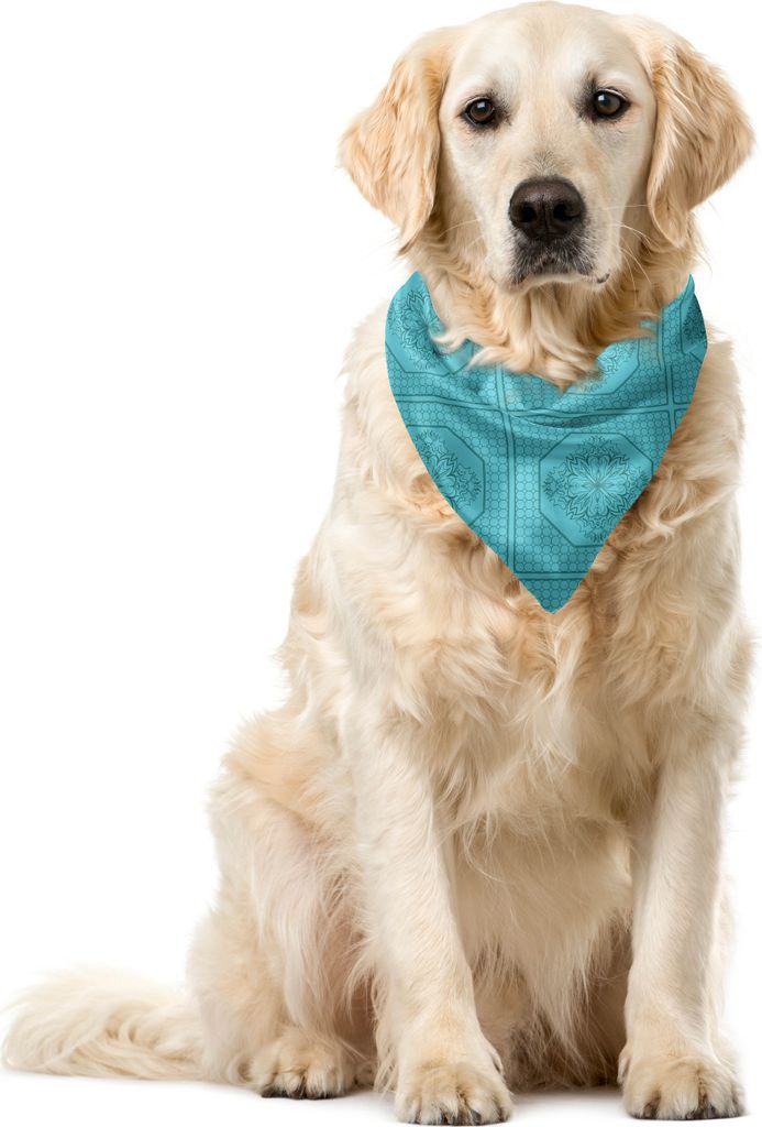 ABAKUHAUS Geometrisch Haustier Bandana, Blühend Motive Shapes, 40x40 cm, Dunkel Teal und Seeblaue
