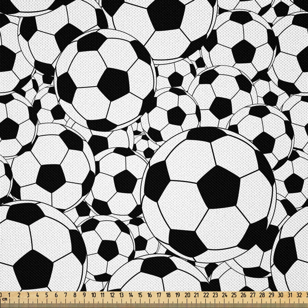 Tessuto in Raso Calcio al Metro 148x200cm ABAKUHAUS Bianco Nero