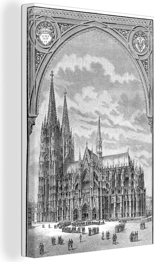 OneMillionCanvasses - Leinwandbilder - 90x140 cm, Eine Illustration des Kölner Doms, Wandbilder Kunstdruck Wanddekoration - Foto auf Leinwand - ...