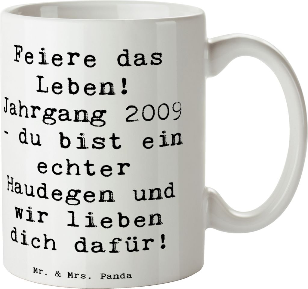 Mr. & Mrs. Panda Tasse Spruch 2009 Geburtstag - Weiß - Produktbild 