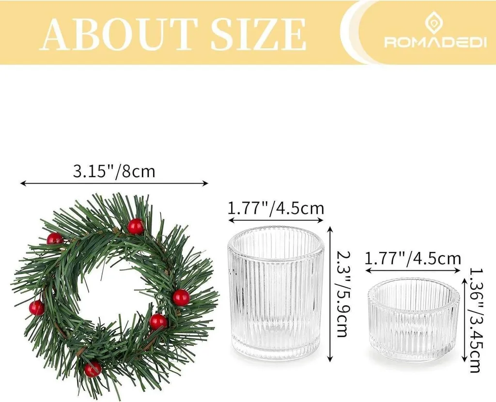 Supports Bougies Sécurisés pour Couronne de Noël en Verre - 8 Pièces - 6