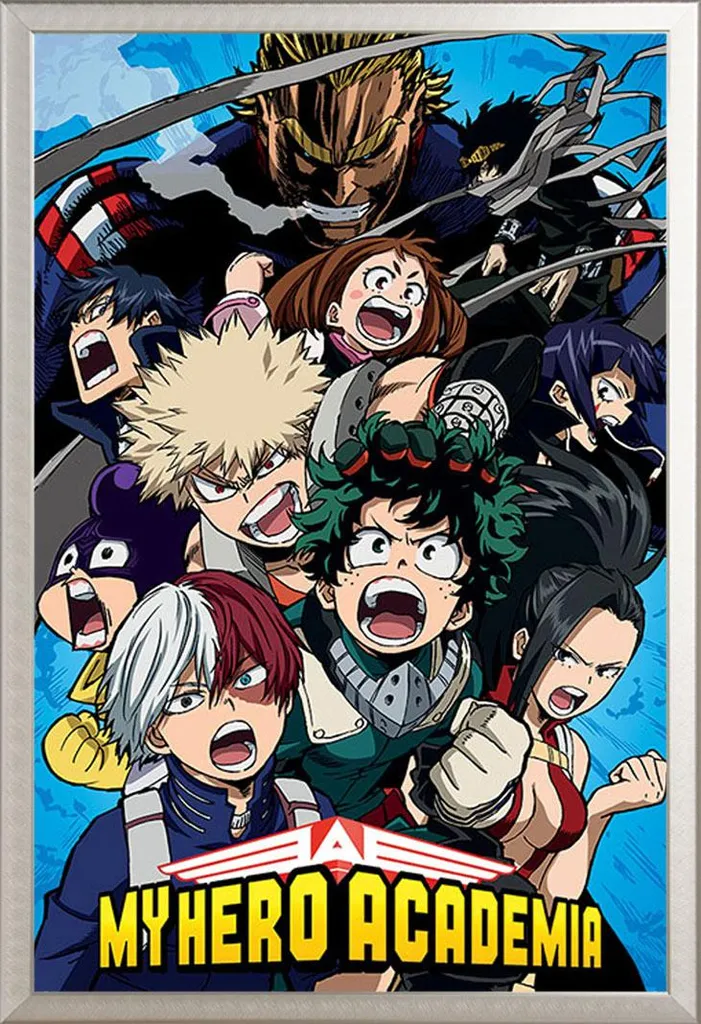 Déco Murale My Hero Academia Poster Cobalt Blast Cadre Argenté 61x91 cm